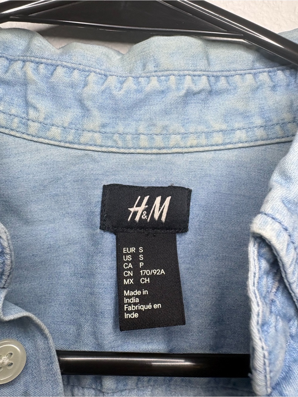 H&M Light Blue Short Sleeve Denim Shirt, S - Picture 2 of 3